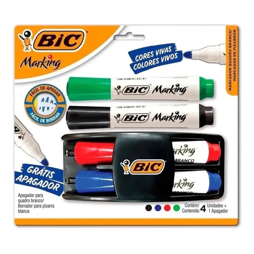 Caneta Para Quadro Branco Recarregável 4 Pinceis + Apagador em Oferta na Shopee