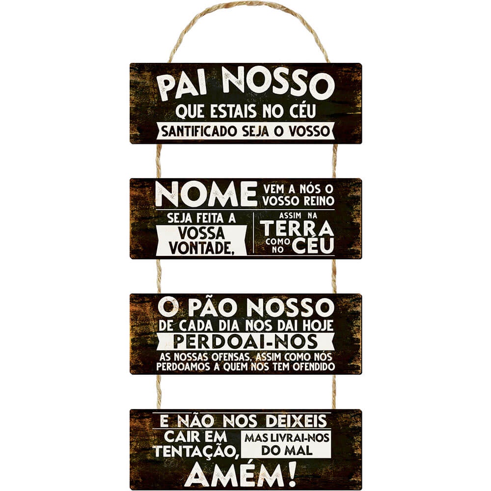 Placa Decorativa em MDF Adesivado - Oração Pai Nosso em Oferta na Shopee