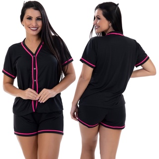 Pijama Feminino De Botão Amamentação Virginia Verao Moda Baby Doll Curto