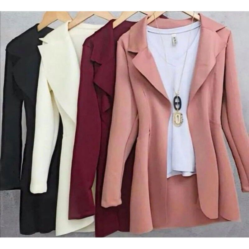 Blazer Feminino Max Casaquinho Acinturado Sobretudo Longo Neopreme Linda