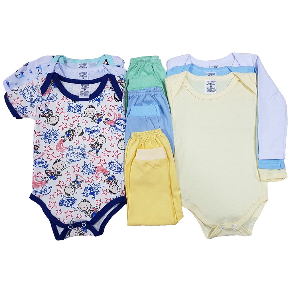 Kit C/9 Peças Body+mijão Roupa De Bebê Recém Nascido em Oferta na Shopee