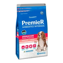 Ração Premier Ambientes Internos Dermacare para Cães Adultos de Pequeno Porte Sabor Salmão - 2,5Kg