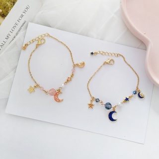 Pulseira De Casal Acrílico Pérola Da Moda Pingente De Lua Estrela Encant Jewerly