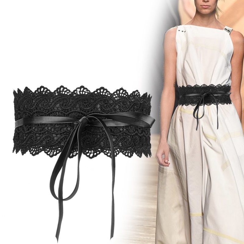 Mulheres Arco Cinto De Renda Corset Cintos Largos Para As Preto Branco Feminino Cinch Cintura Longo Casamento Faixa Da