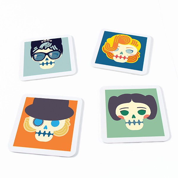 Porta Copos - Caveiras Famosas - Decoração Divertida Cozinha - Presente Geek Nerd Mexicana
