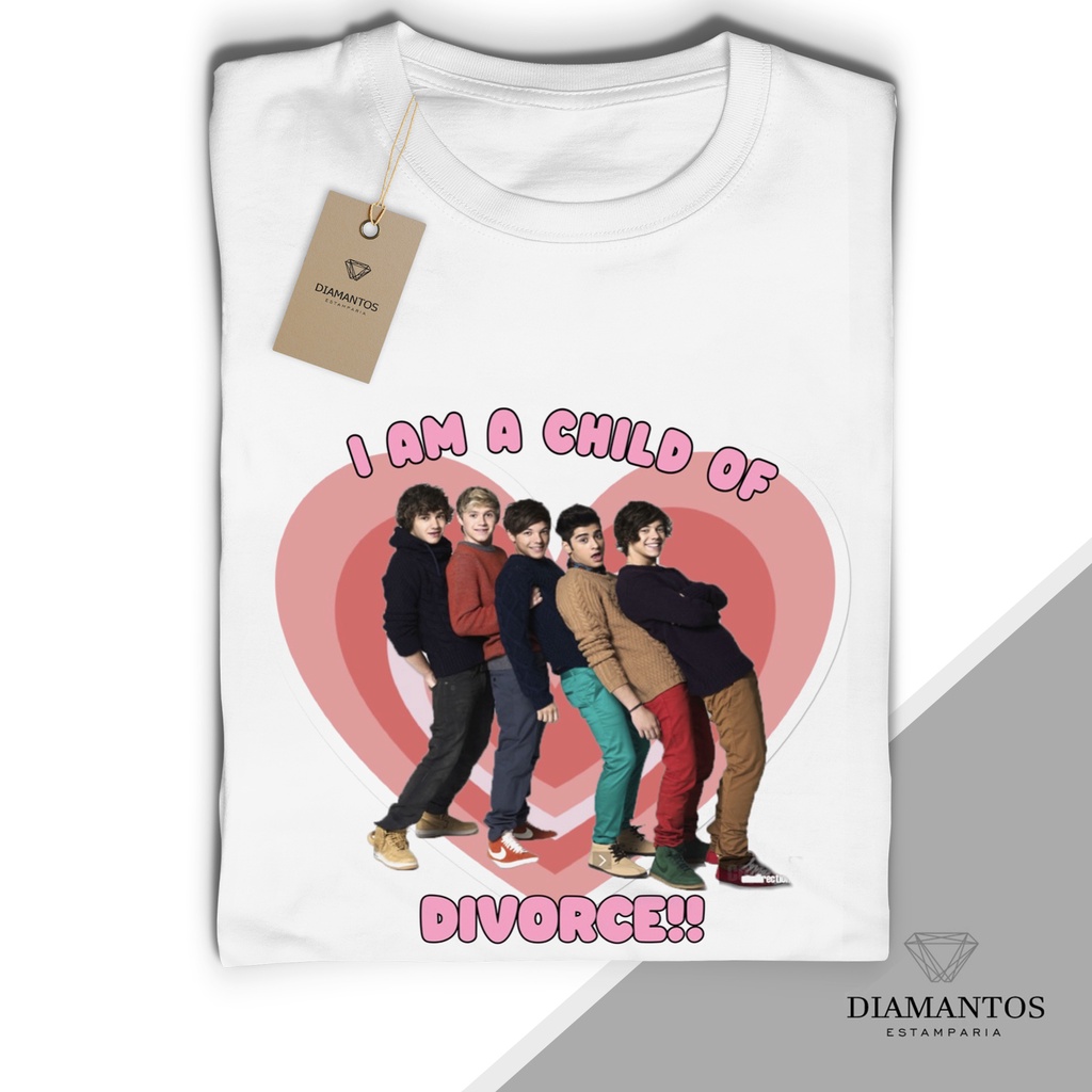 Camiseta One Direction Child of divorce unissex e babylook MALHA COM ELASTANO
