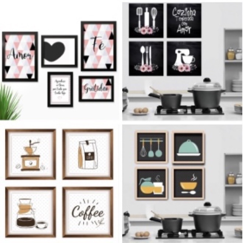 Kit 4 Quadros Decorativos para sua Casa cozinha cafeteria escola o modelo OFF - Home & Living
