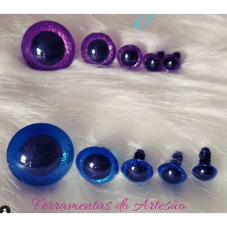 Olhos com glitter 10 unidades (5 pares) - olhos com pino e trava