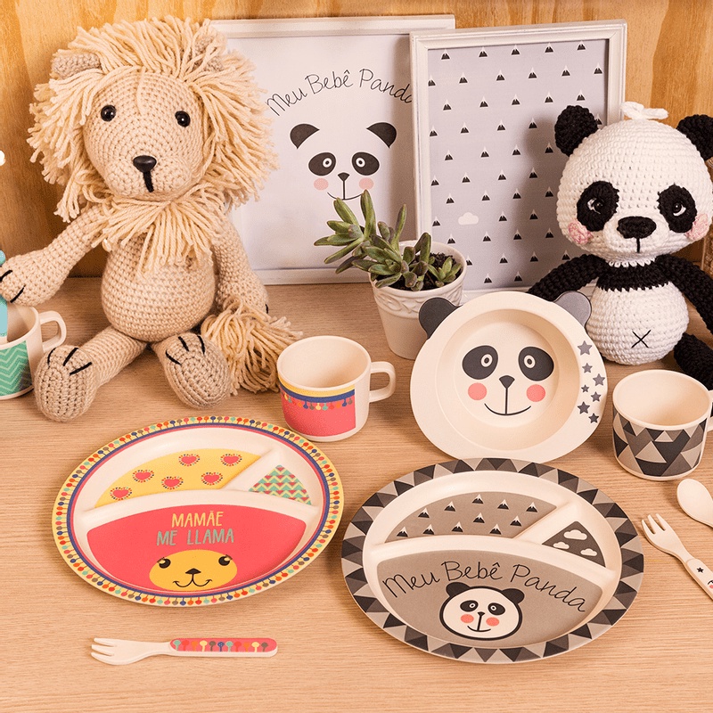 Conjunto de Refeição Infantil com 5 peças Eco Bambu - Oxford