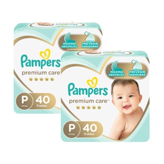 Kit Fralda Pampers Premium Care Mega Tamanho P com 80 unidades em Oferta na Shopee