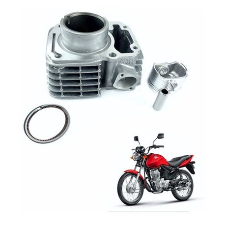 Kit Cilindro Motor Anél Segmento Pistão Fan 125 2009 2010 2011 2012 2013 Bros 125 2012 a 2015