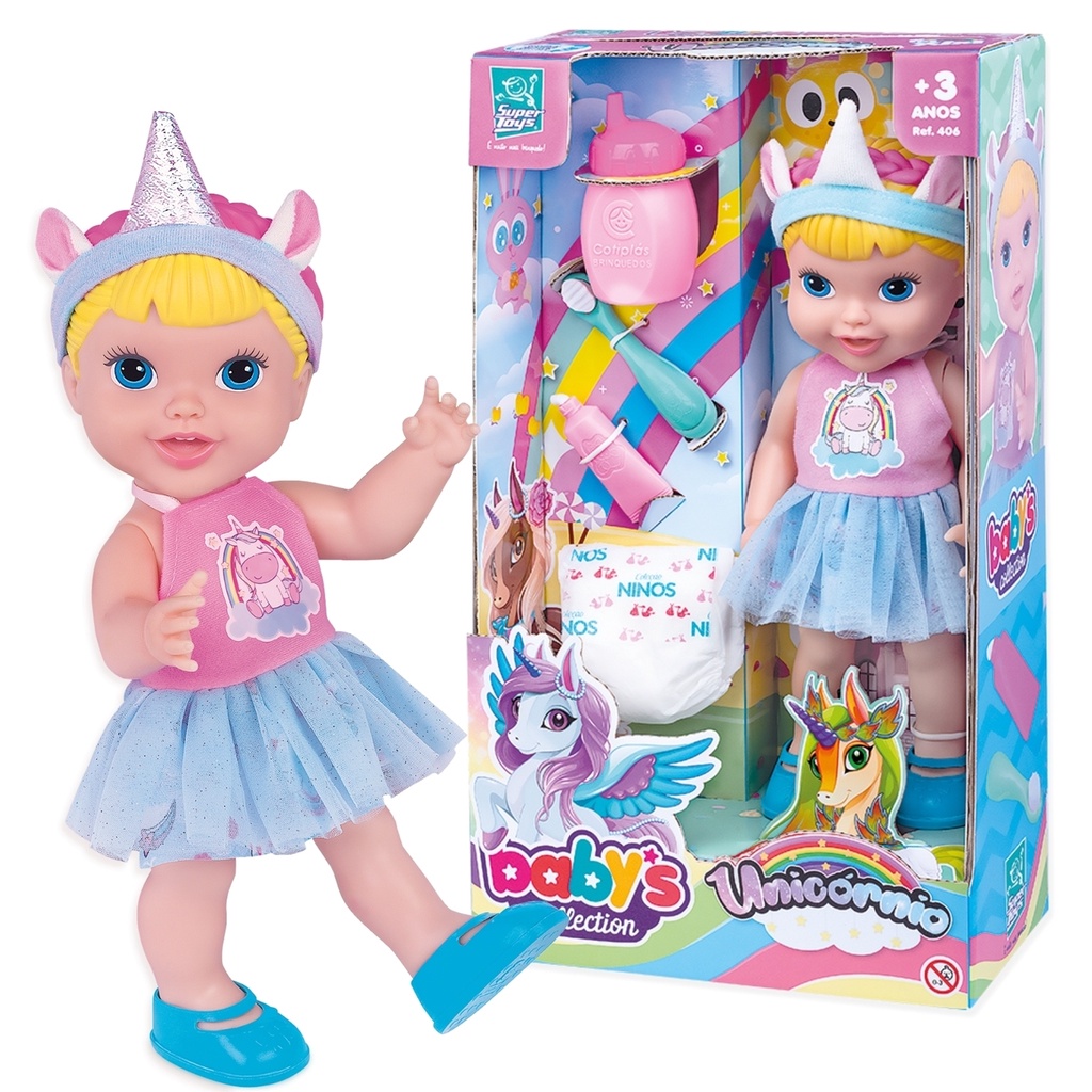 Boneca Babys Unicornio Alive Faz Xixi C/ Dentinho E Escova 406 - Super Toys