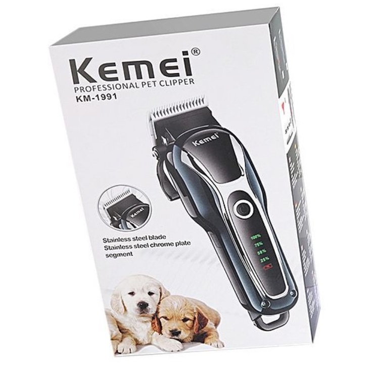 Máquina de Tosa Pet Bivolt Profissional Sem Fio Kit Kemei KM 1991