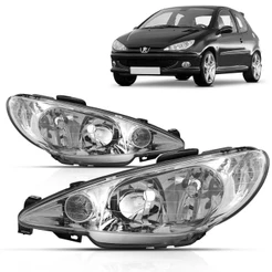 Farol Peugeot 206 2001 2002 2003 2004 2005 2006 2007 2008 Foco Duplo Cromado