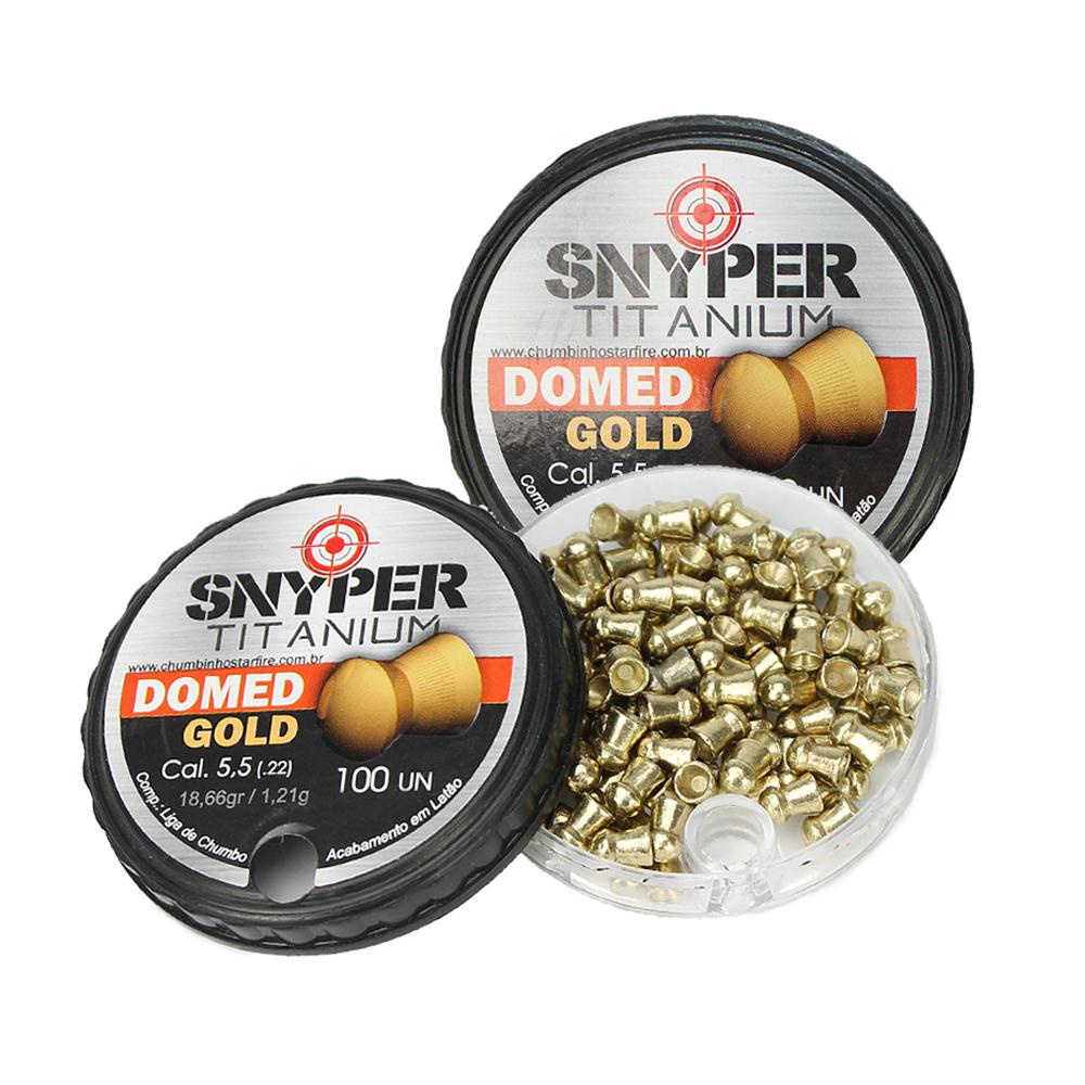Kit 2 Chumbinho Titanium Domed Gold 5.5mm - Snyper em Oferta na Shopee