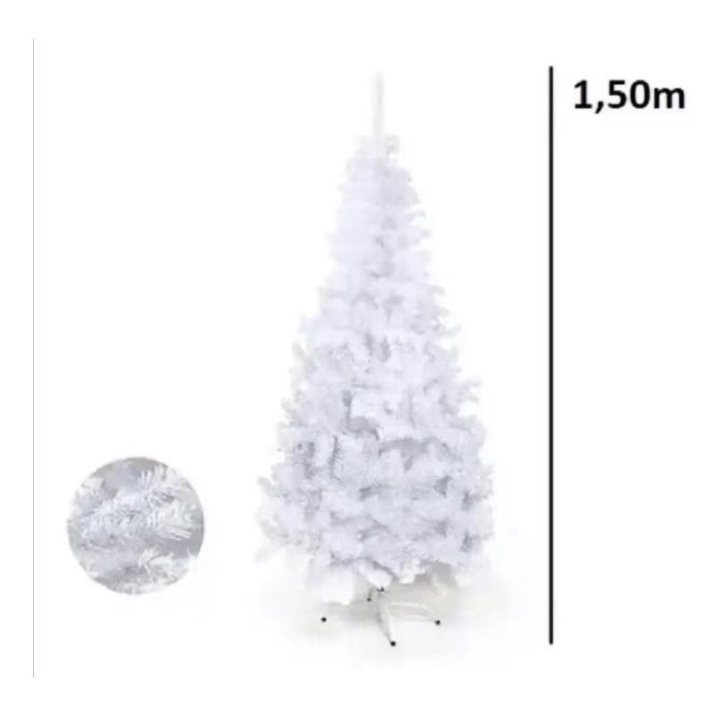 Árvore De Natal Tradicional Branca 1,50m 237 Galhos A0023 | Shopee Brasil