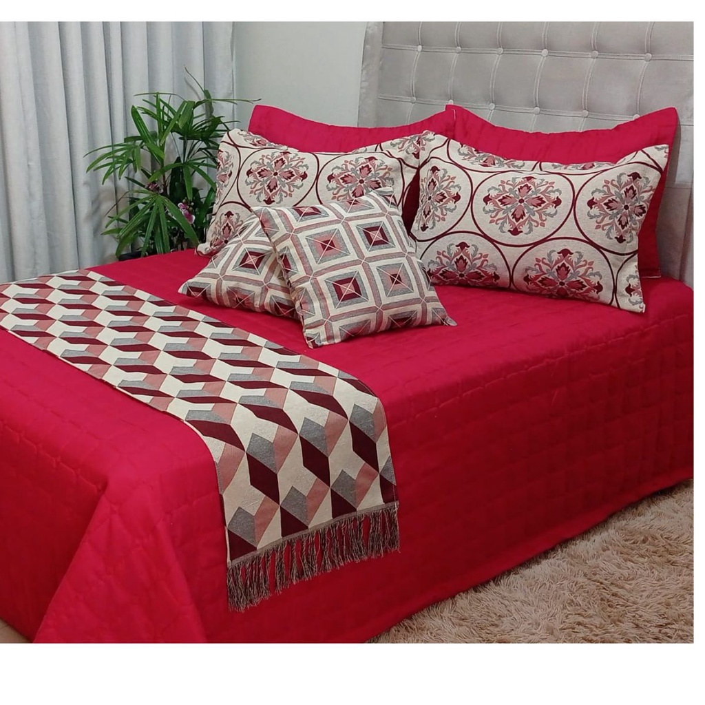 Cobre Leito Colcha Cama Queen 10 peças Orquídea com Peseira e Almofadas
