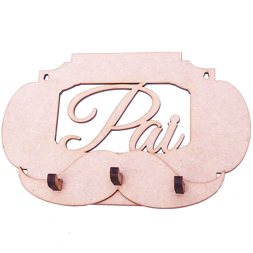 Kit 10 porta chave chaveiro mdf cru pai bigode 20 cm festa lembrancinha dia dos pais