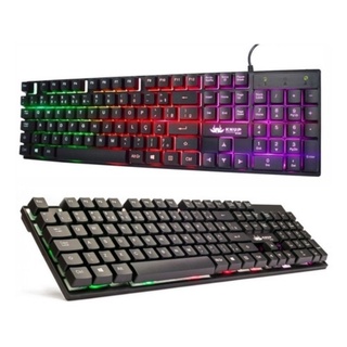 Teclado gamer Knup KP A QWERTY COM LED RGB português Brasil cor preto KNUP Shopee Brasil