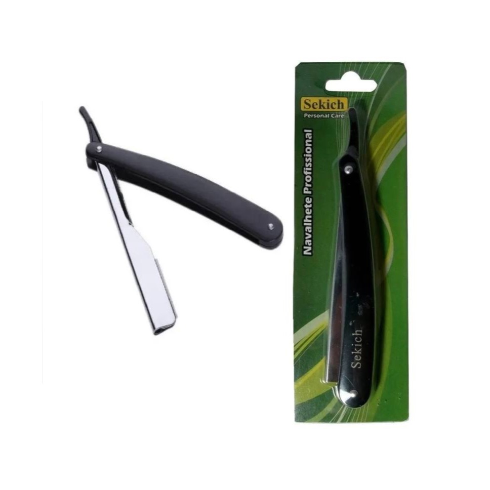 Navalhete inox cabo plástico preto navalhete para barbear sekith