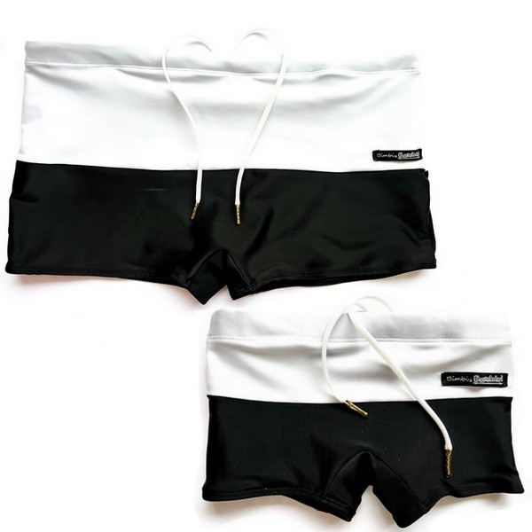 Kit Tal Pai Tal Filho Sunga Boxer Preto e Branco