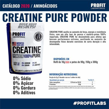 Creatina profit labs 150g ganho de força 100% pura | Shopee Brasil