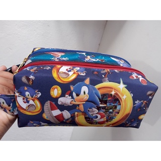 Estojo escolar com duas divisórias tema SONIC