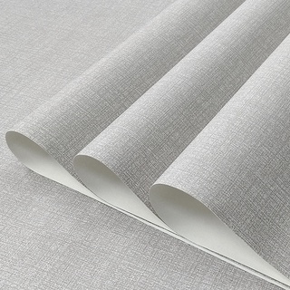 Papel de Parede Vinílico Importado Alto Relevo Rolo 9,5m x 53cm + Cola Especial Grátis - Modelo 10135 - Estilo Linho Cinza Claro
