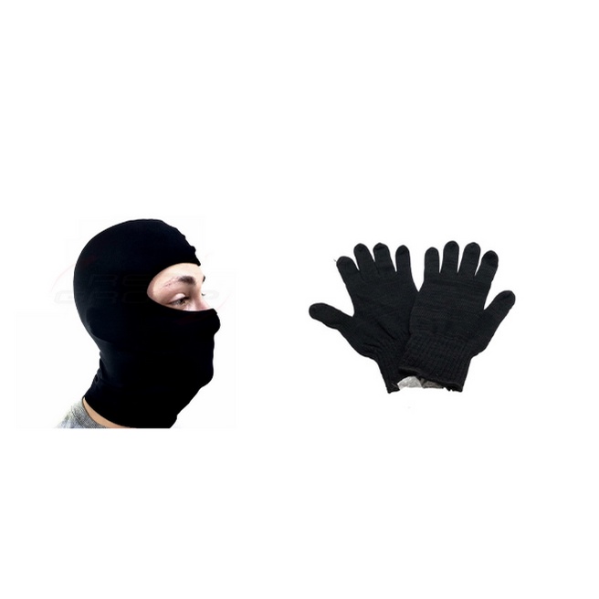 Luva Lã Emborrachada + Touca Ninja Balaclava