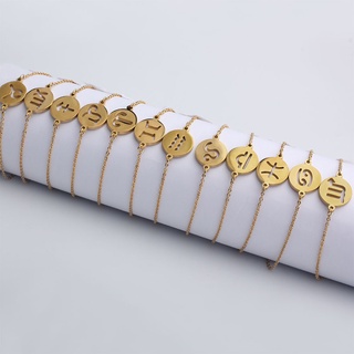 FINE4U Jóias 18k Ouro Banhado 12 Constelações Do Zodíaco Pulseira Da Moda Mulheres Boutique Pulseira Da Moda Jóias De Aniversário Por Atacado Presente (Em Estoque)