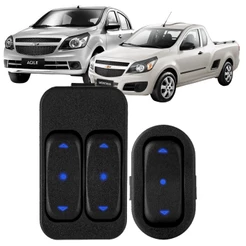 Botão Interruptor Vidro Elétrico Simples / Duplo - Chevrolet Agile e Montana LED Azul