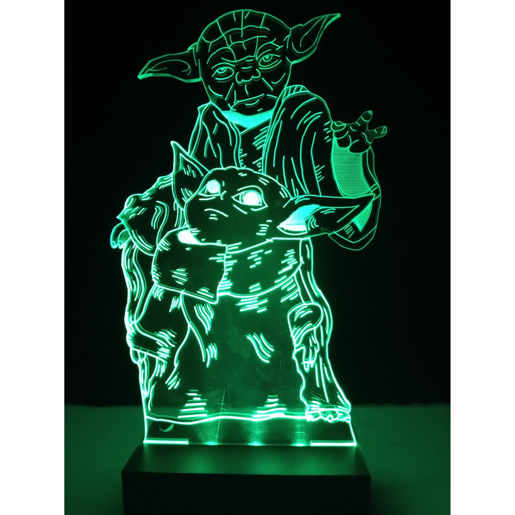 Luminária Abajur Led Mestre Yoda Baby Yoda RGB 16 cores+ controle remoto