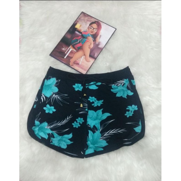 SHORT M ao G2 FEMININO SUPLEX FLORES SAIDA DE PRAIA ROUPA DE BANHO EVANGÉLICA TAMANHO 36 AO 56