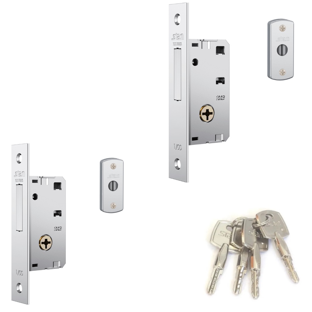 Par Fechadura Trava Tetra Porta Metal 1003 Inox Polido Stam