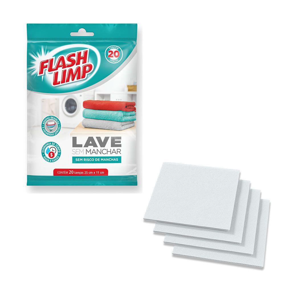 Lave Sem Manchar Anti mancha 20 Lenços Lave Roupas Flash limp