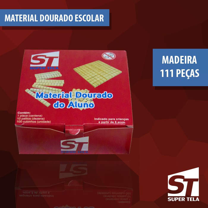 Material Dourado Escolar 111 peças - Caixa de papelão
