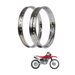 Par - Aro Dianteiro 21x160 Traseiro 18x185 Aço Cromado-Honda CRF 230-Furo Para a Trava