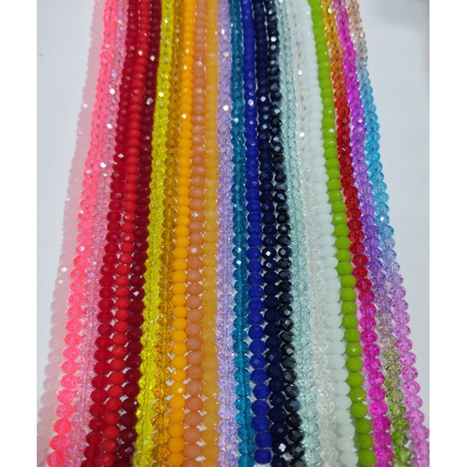 Fio de Cristal Achatado Chinês Rondel 6mm - várias cores 5 fios