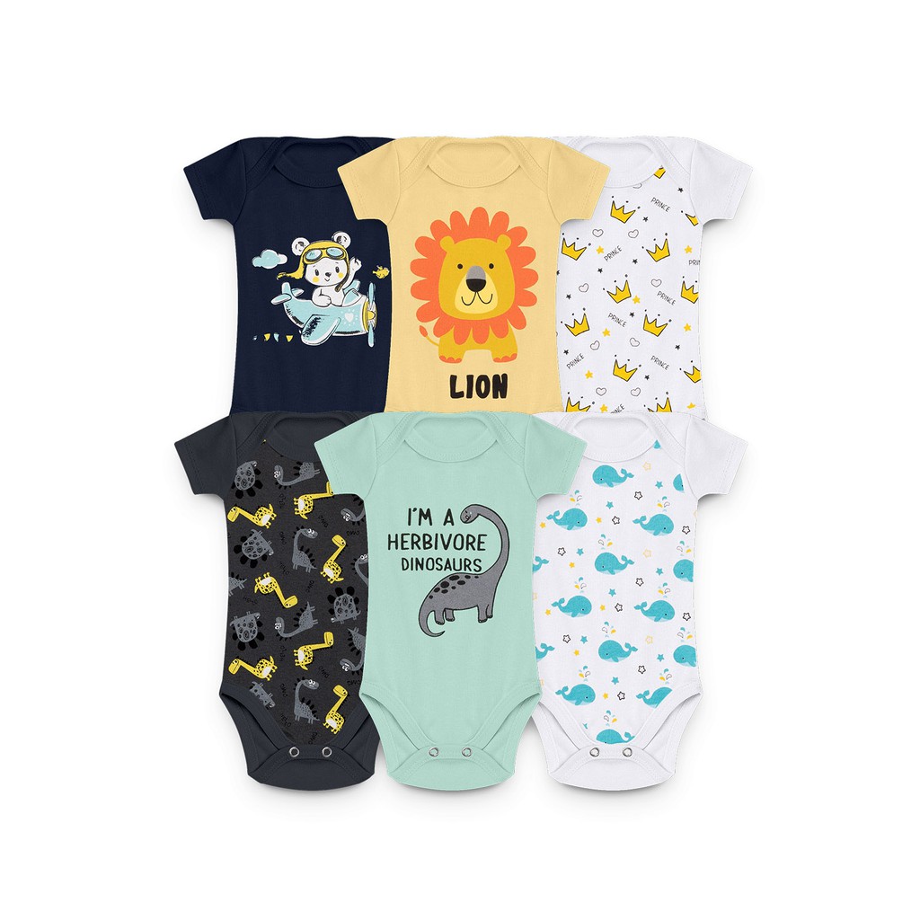 Kit 6 Body Bebe Manga Curta Menino Menina Roupinha De Bebe Masculino Feminino P Ao Gg Estampadas Shopee Brasil