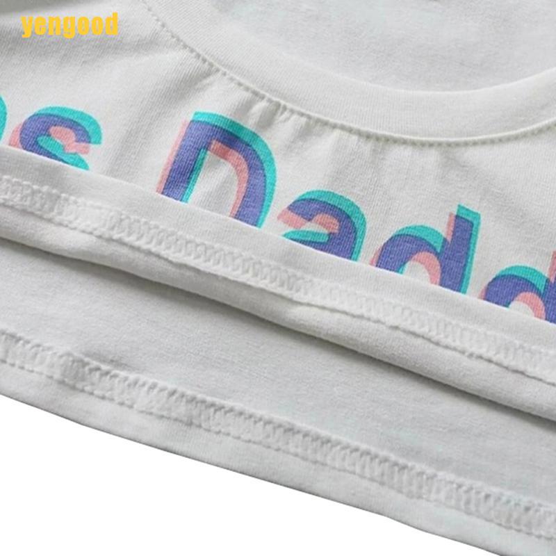 (yengood) Women Letter Print Short Sleeve Yes Daddy Short Top Sleeve Crop Running T Shirt