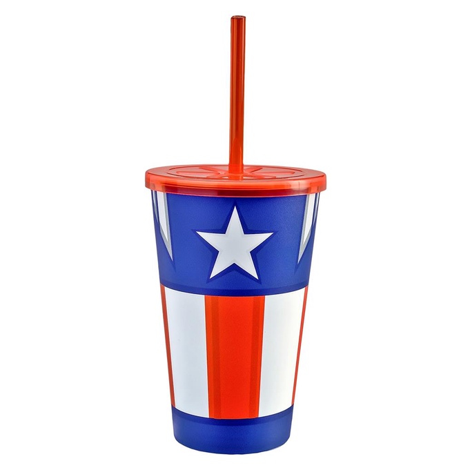 Copo Com Tampa 550 Ml Herois Vingadores Liga Da Justica - Usual Utilidades