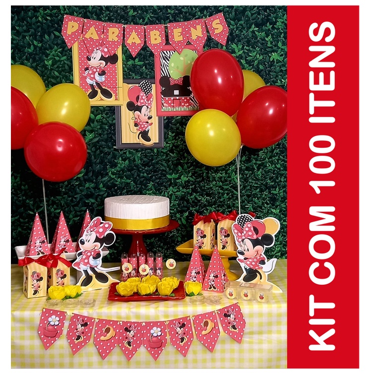 Minnie Kit decoração festa 100 itens