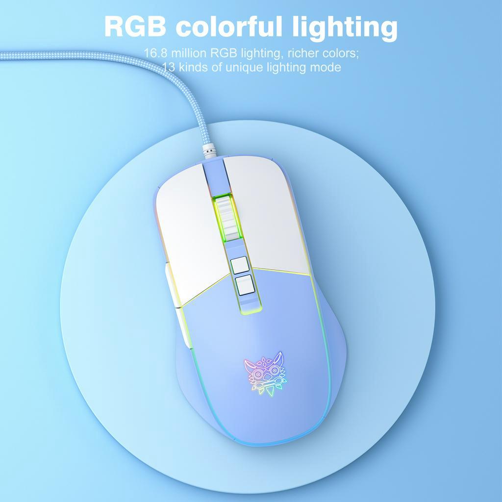Onikuma Cw916 Rato De Jogo Mecânico RGB Streamer Efeito De Luz DPI Ergonômico De 6 Velocidades Com Fio - Computers & Accessories