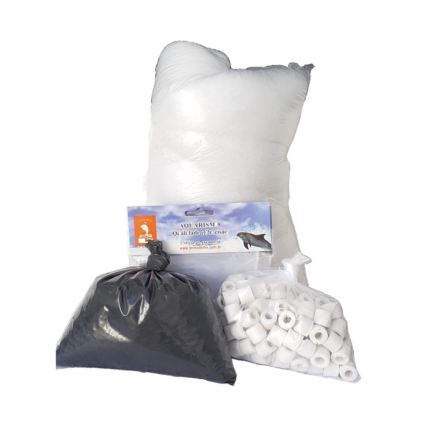 Kit Mídias Filtragem 500g Cerâmica E Carvão + 1m Lã+ 2bolsas em Oferta na Shopee