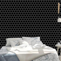 Papel de Parede Hexágono Geométrico Preto
