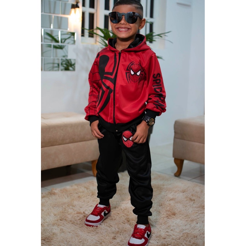 Conjunto de inverno masculino infantil - Personagem Homem Aranha - Chimpa - Tamanhos: 2, 4, 6, 8, 10 anos - Atacado e Varejo - Roupas para crianças - Roupas infantis