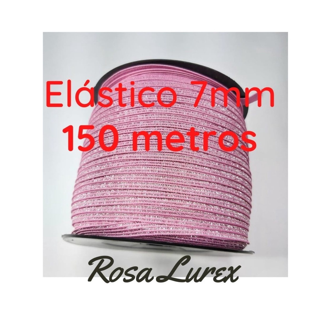 150 metros Elástico Lurex chato 7mm rosa 3786 150 318Q1
