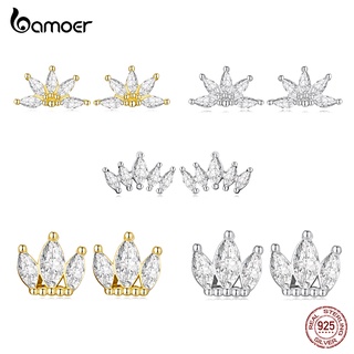 Bamoer (1 Par) Brincos De Prata Esterlina 925 Com Coroa Tarraxa Versátil Acessórios De Moda Presentes Para Mulheres