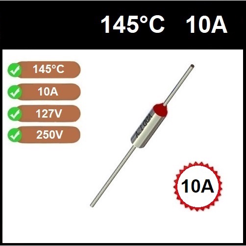 5 Fusível Térmico 10A 145C 145°C 145 Graus 250V