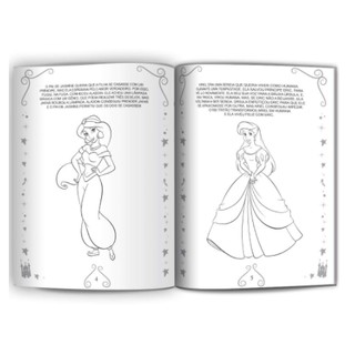 Livro Infantil Para Crianças Colorir Pintar Ler E Colorir Princesas ...